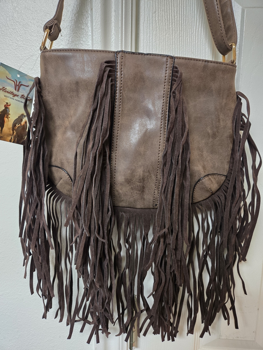 Women's Brown Fringe Shoulder Bag - Suede Style